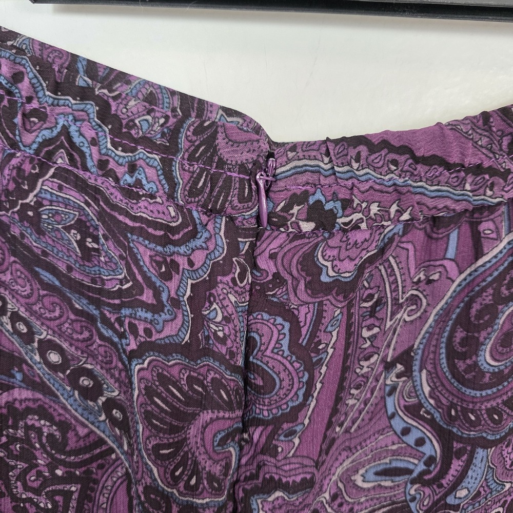 Purple Black Patterned Whimsygoth Fairy‎ Y2K Chiffon Slip Maxi Skirt Size Large - Picture 6 of 7